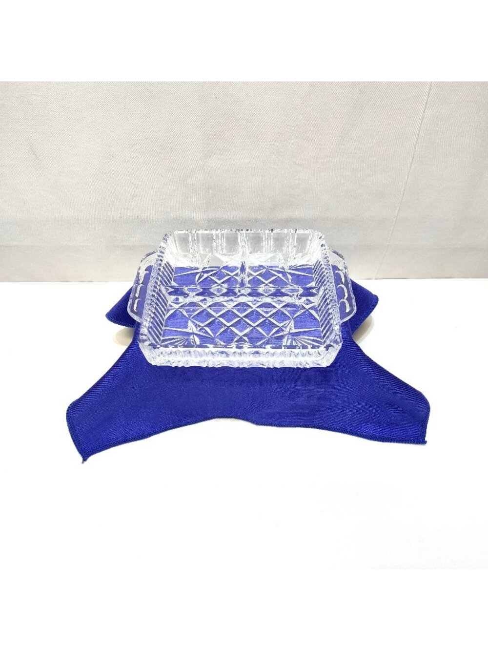World’s Finest IMPERLUX Genuine Handcut Lead Crystal Divided Serving Dish 1970s